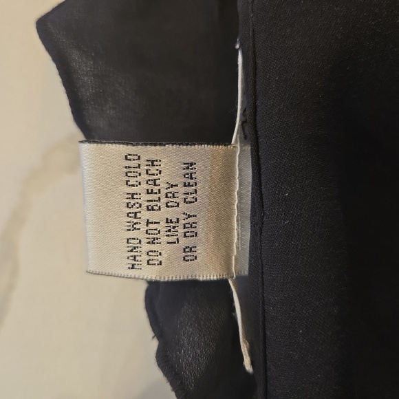 WD.NY Silk Ruffled Button Down Womens Blouse Top Black Size 16 - Picture 7 of 7